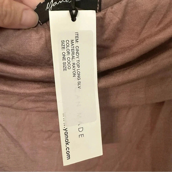 Yana K Cindy Top Long Sleeve Rayon Draped Neck Off Shoulder in Coco One Size NWT - Picture 4 of 8